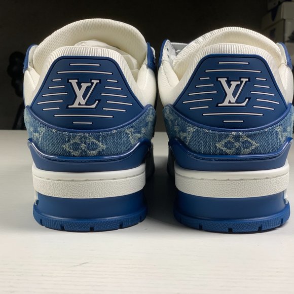 Louis Vuitton LV Trainer Monogram Denim White Blue,size UK3 - Picture 4 of 5